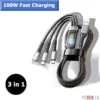 Ivon 3 in 1 USB to Micro, Type-C, Lightning 100W Cable